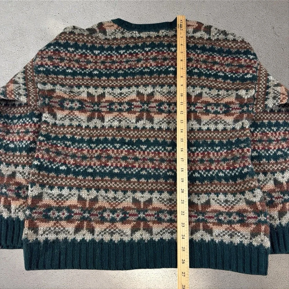 Vintage 90s Abercrombie & Fitch Wool Fair Isle Sweater Large Grandpa Thick Knit